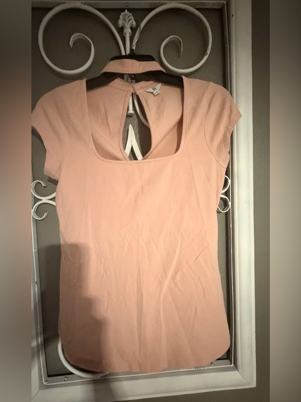 Guess Blush Pink Scoop Neck Short Sleeve Top